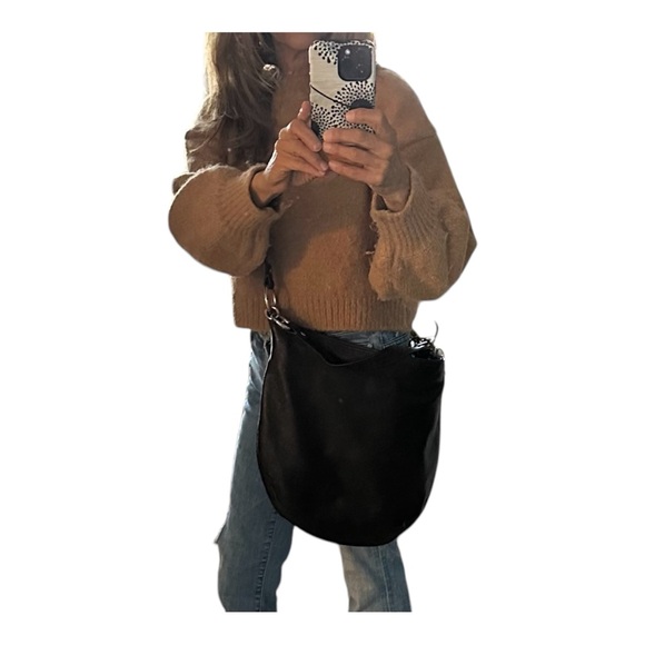 Vintage Coach 100% Leather-Pebble Texture Hobo Crossbody Shoulder Bag Dark Brown - Picture 3 of 16